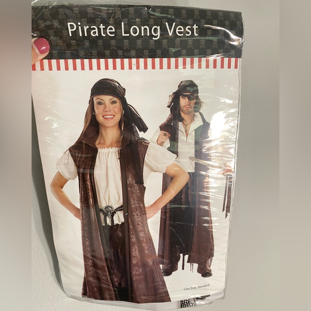 Rubie’s Carribean Pirate Long Vest - Pirate Hat -‎ Eye Patch Adult Unisex